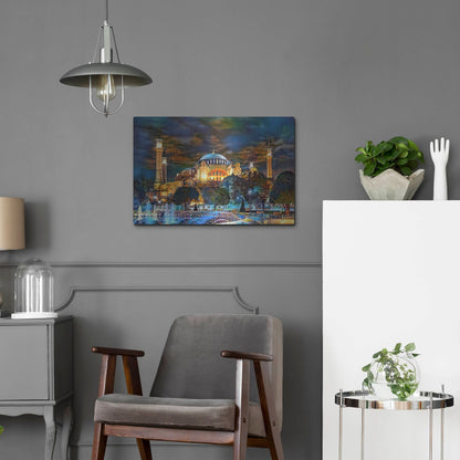 Luxe Metal Art 'Istanbul Turkey Hagia Sophia Fountain' by Pedro Gavidia, Metal Wall Art,24x16