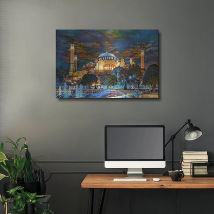 Luxe Metal Art 'Istanbul Turkey Hagia Sophia Fountain' by Pedro Gavidia, Metal Wall Art,36x24