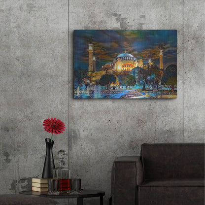 Luxe Metal Art 'Istanbul Turkey Hagia Sophia Fountain' by Pedro Gavidia, Metal Wall Art,36x24