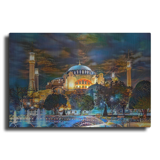 Luxe Metal Art 'Istanbul Turkey Hagia Sophia Fountain' by Pedro Gavidia, Metal Wall Art
