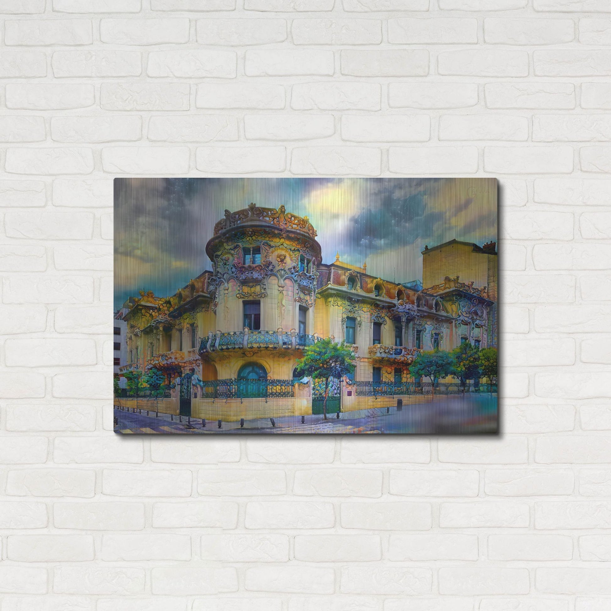 Luxe Metal Art 'Madrid Spain Longoria Palace' by Pedro Gavidia, Metal Wall Art,36x24