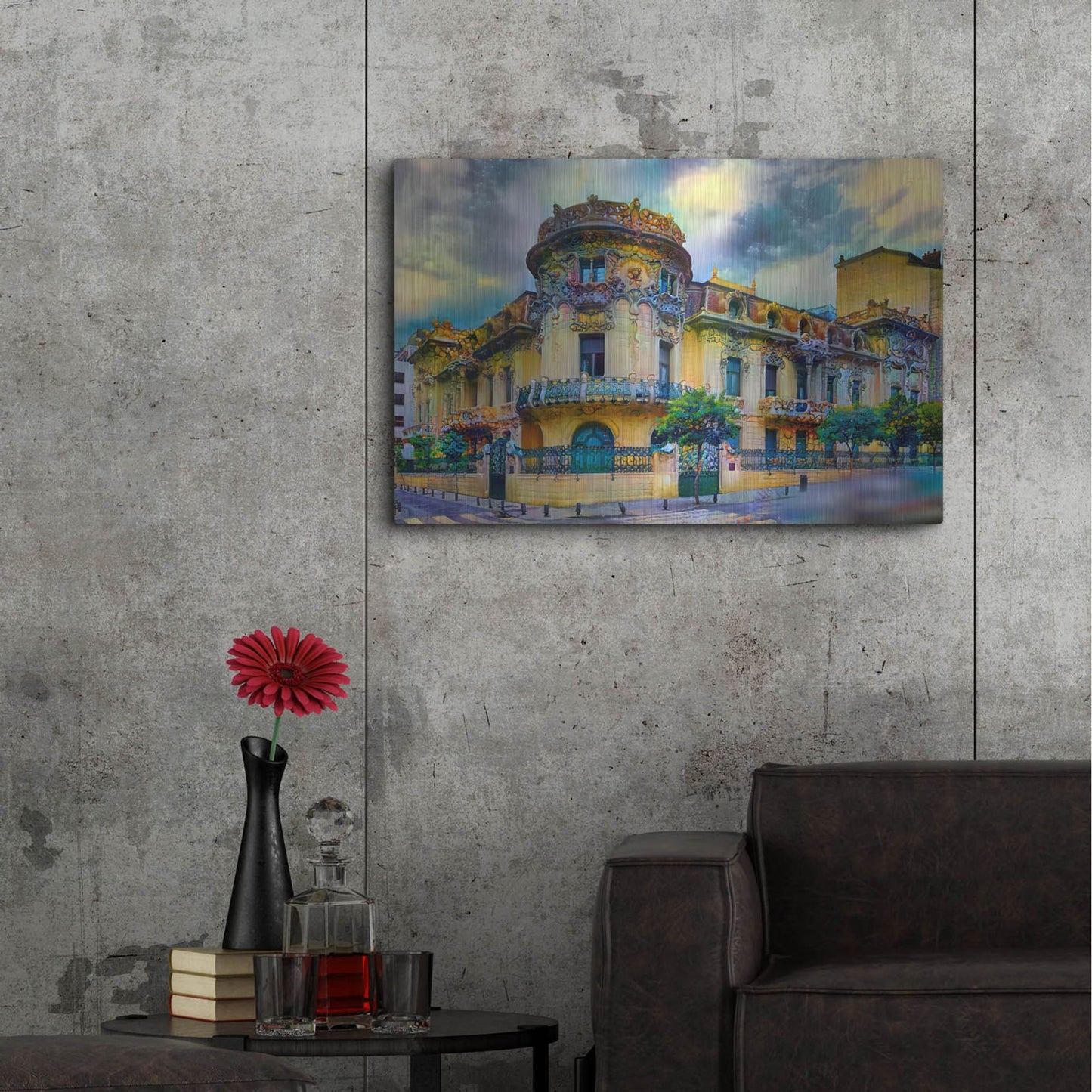 Luxe Metal Art 'Madrid Spain Longoria Palace' by Pedro Gavidia, Metal Wall Art,36x24