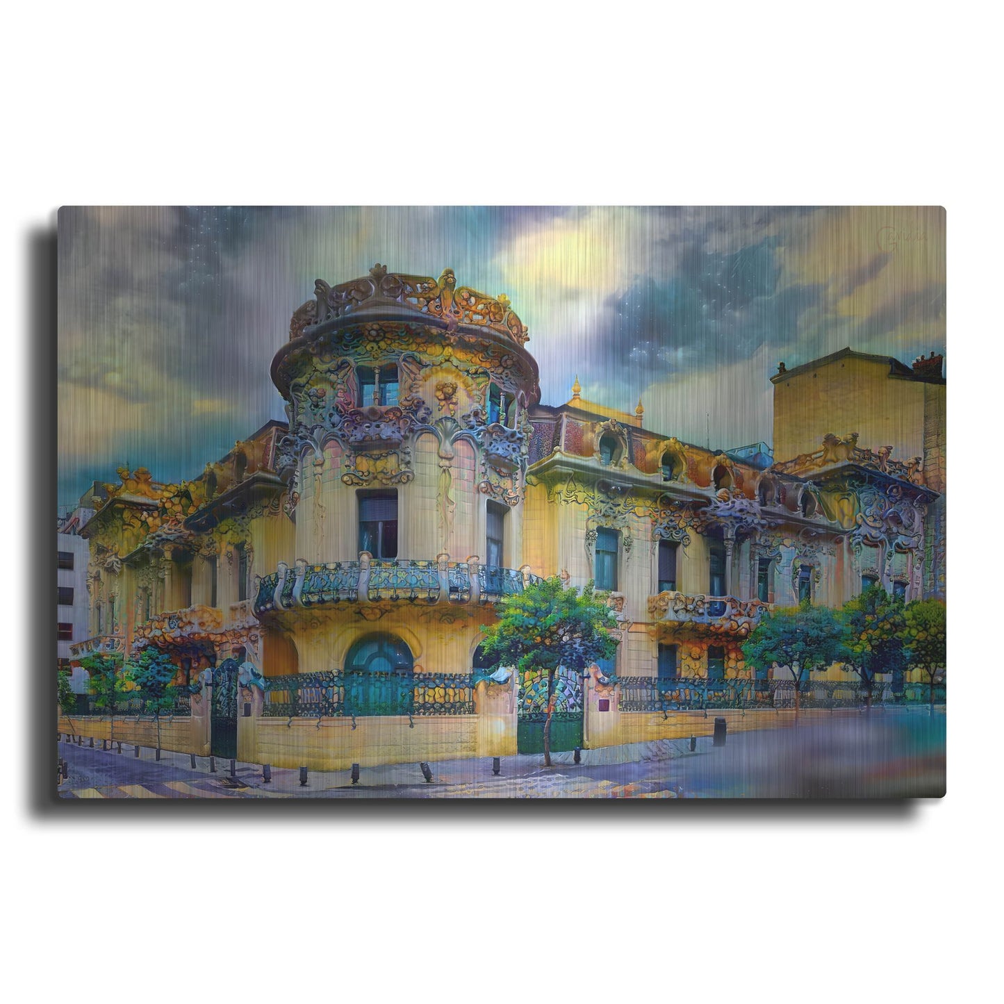 Luxe Metal Art 'Madrid Spain Longoria Palace' by Pedro Gavidia, Metal Wall Art