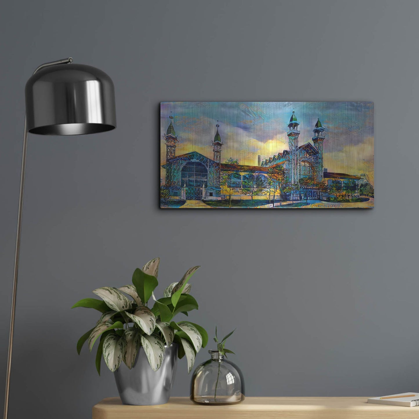 Luxe Metal Art 'Mexico City Antique Chopo Museum' by Pedro Gavidia, Metal Wall Art,24x12