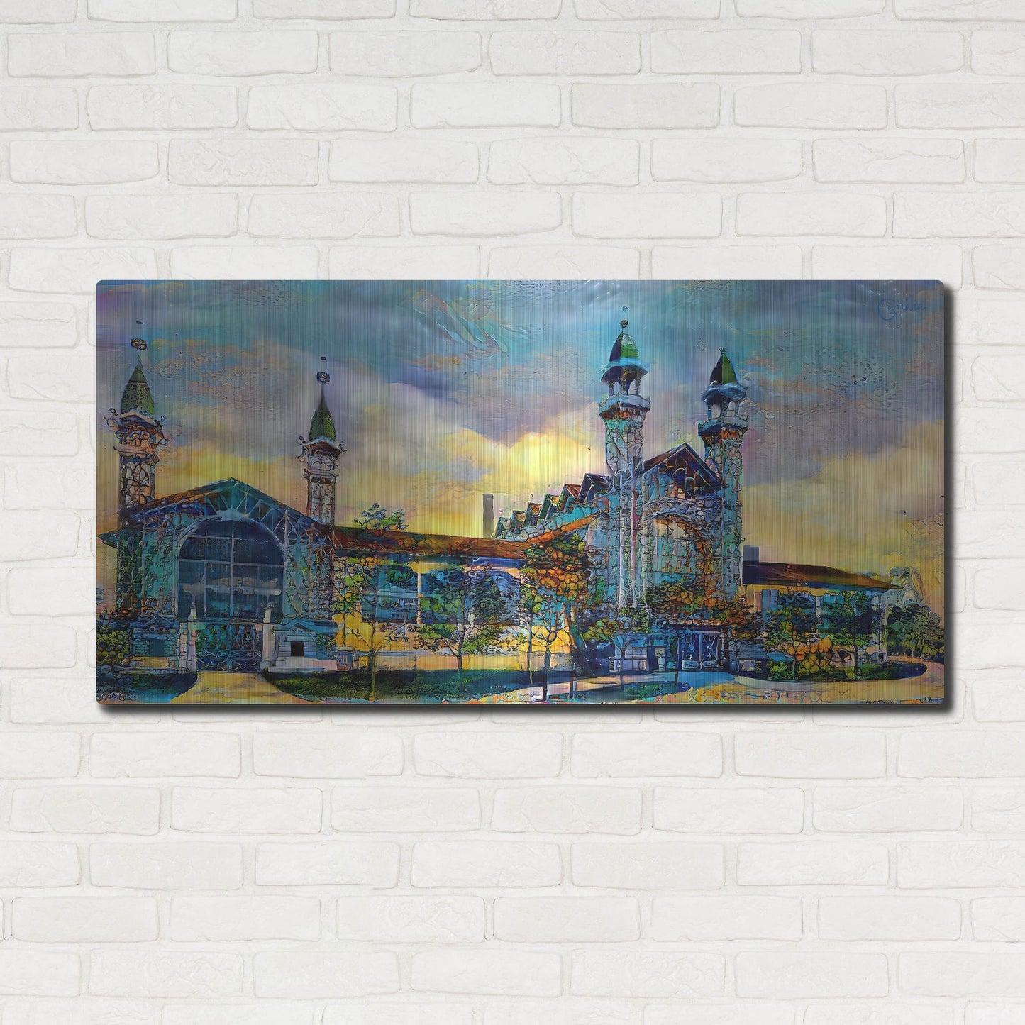 Luxe Metal Art 'Mexico City Antique Chopo Museum' by Pedro Gavidia, Metal Wall Art,48x24