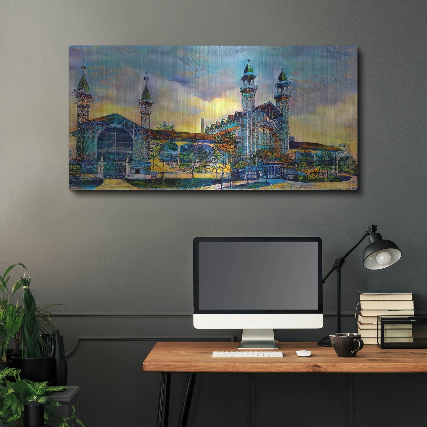 Luxe Metal Art 'Mexico City Antique Chopo Museum' by Pedro Gavidia, Metal Wall Art,48x24