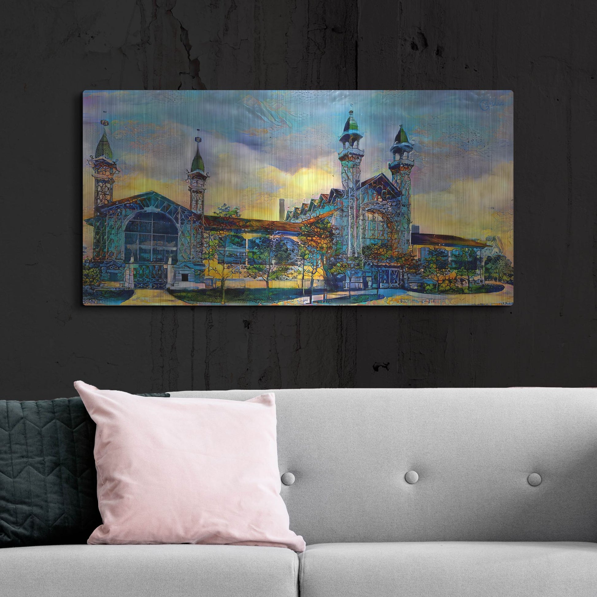 Luxe Metal Art 'Mexico City Antique Chopo Museum' by Pedro Gavidia, Metal Wall Art,48x24