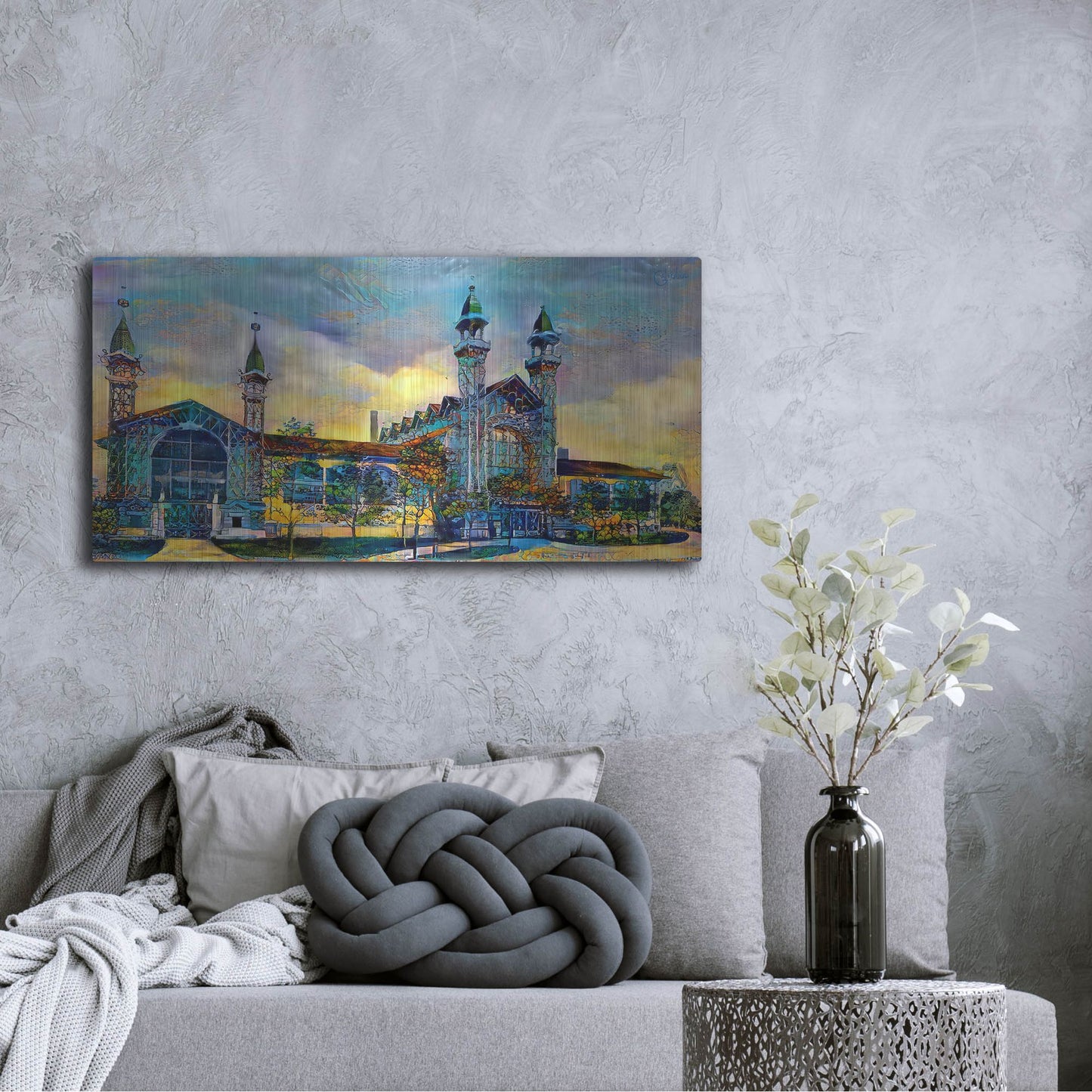 Luxe Metal Art 'Mexico City Antique Chopo Museum' by Pedro Gavidia, Metal Wall Art,48x24