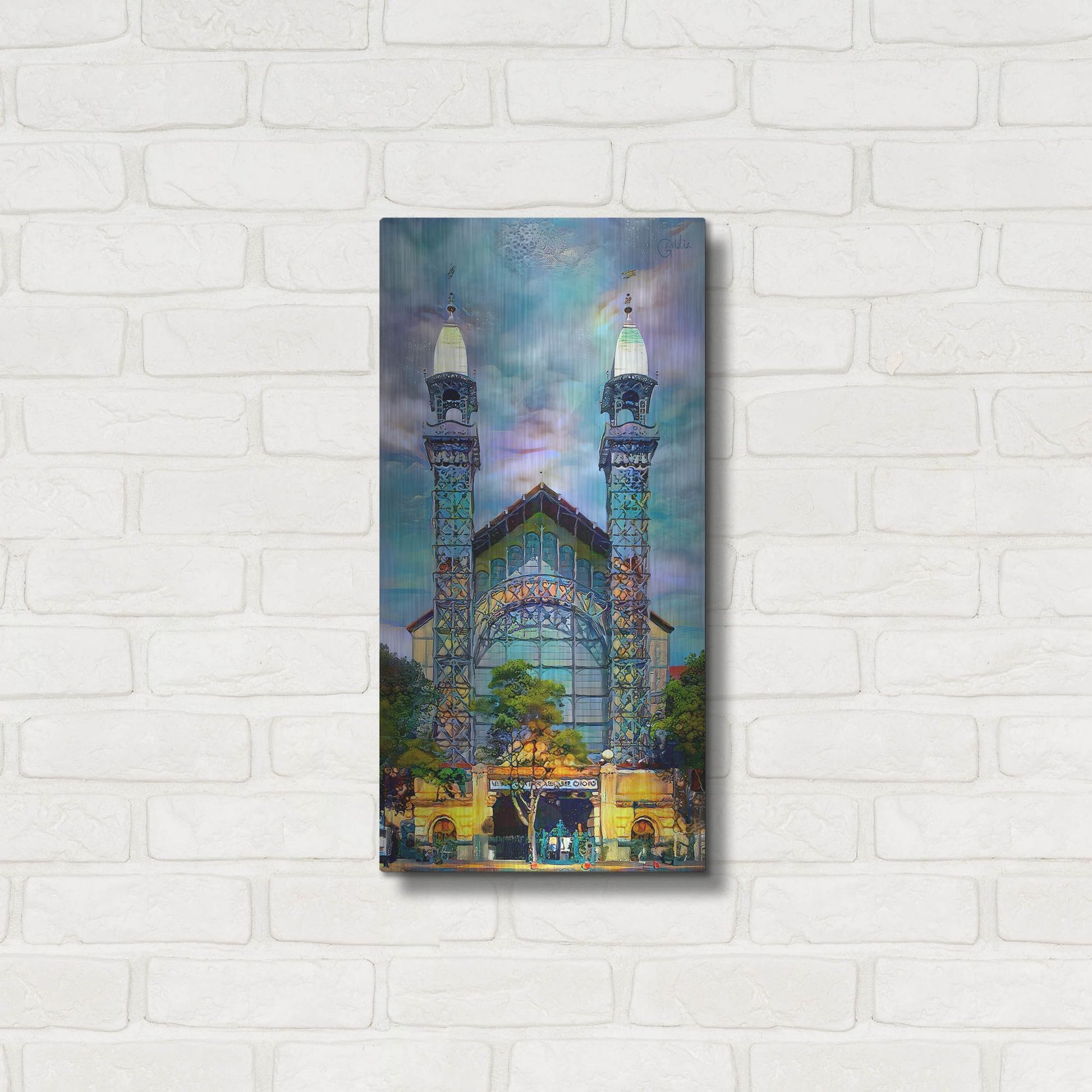 Luxe Metal Art 'Mexico City Chopo Museum Front' by Pedro Gavidia, Metal Wall Art,12x24