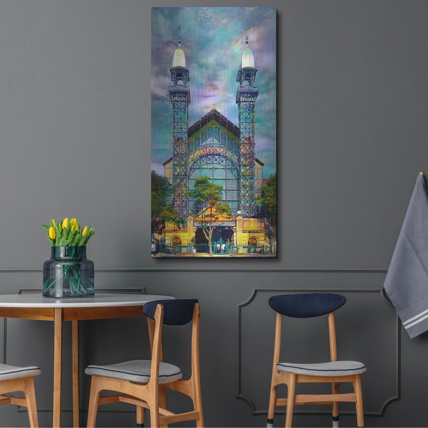 Luxe Metal Art 'Mexico City Chopo Museum Front' by Pedro Gavidia, Metal Wall Art,24x48