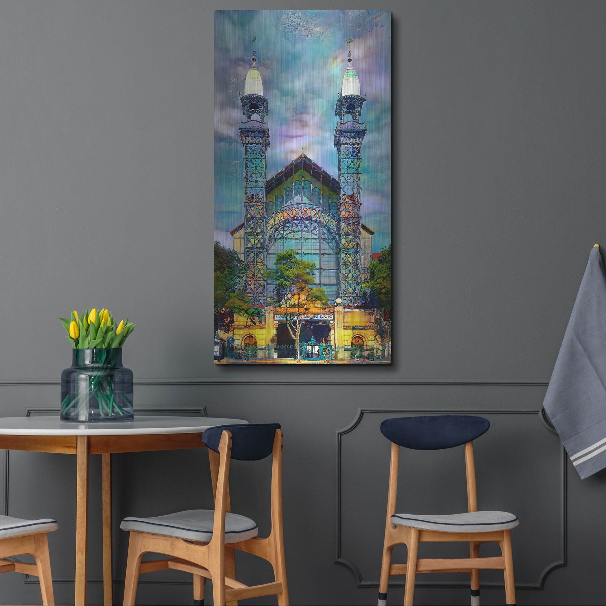 Luxe Metal Art 'Mexico City Chopo Museum Front' by Pedro Gavidia, Metal Wall Art,24x48