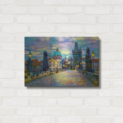 Luxe Metal Art 'Prague Czech Republic Charles Bridge' by Pedro Gavidia, Metal Wall Art,24x16