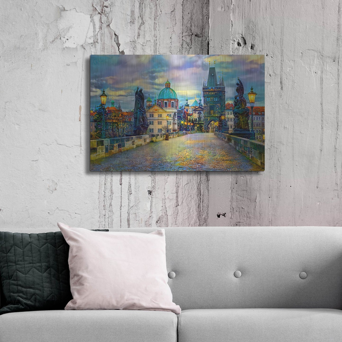 Luxe Metal Art 'Prague Czech Republic Charles Bridge' by Pedro Gavidia, Metal Wall Art,36x24