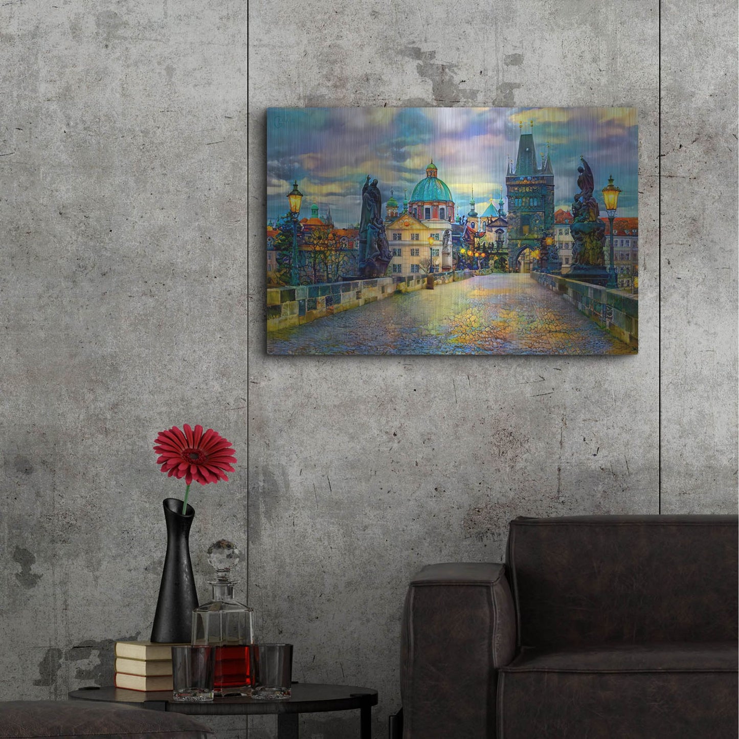 Luxe Metal Art 'Prague Czech Republic Charles Bridge' by Pedro Gavidia, Metal Wall Art,36x24