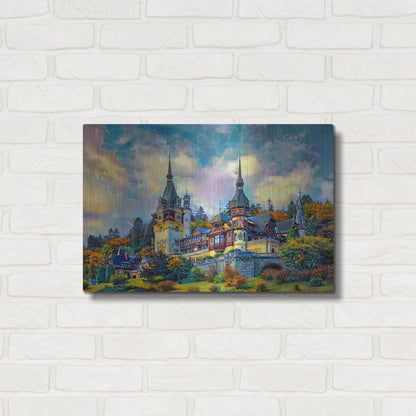 Luxe Metal Art 'Sinai Romania Peles Castle' by Pedro Gavidia, Metal Wall Art,24x16