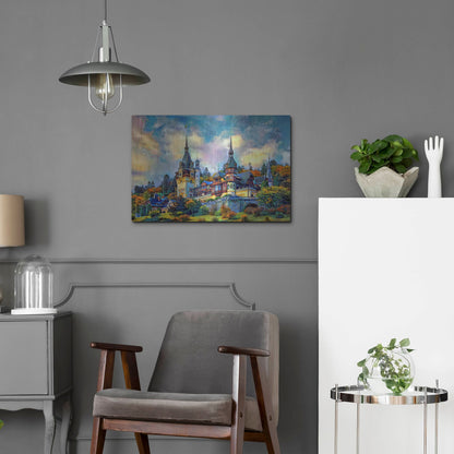 Luxe Metal Art 'Sinai Romania Peles Castle' by Pedro Gavidia, Metal Wall Art,24x16