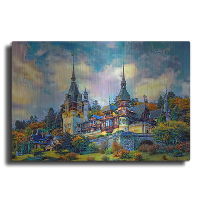 Luxe Metal Art 'Sinai Romania Peles Castle' by Pedro Gavidia, Metal Wall Art