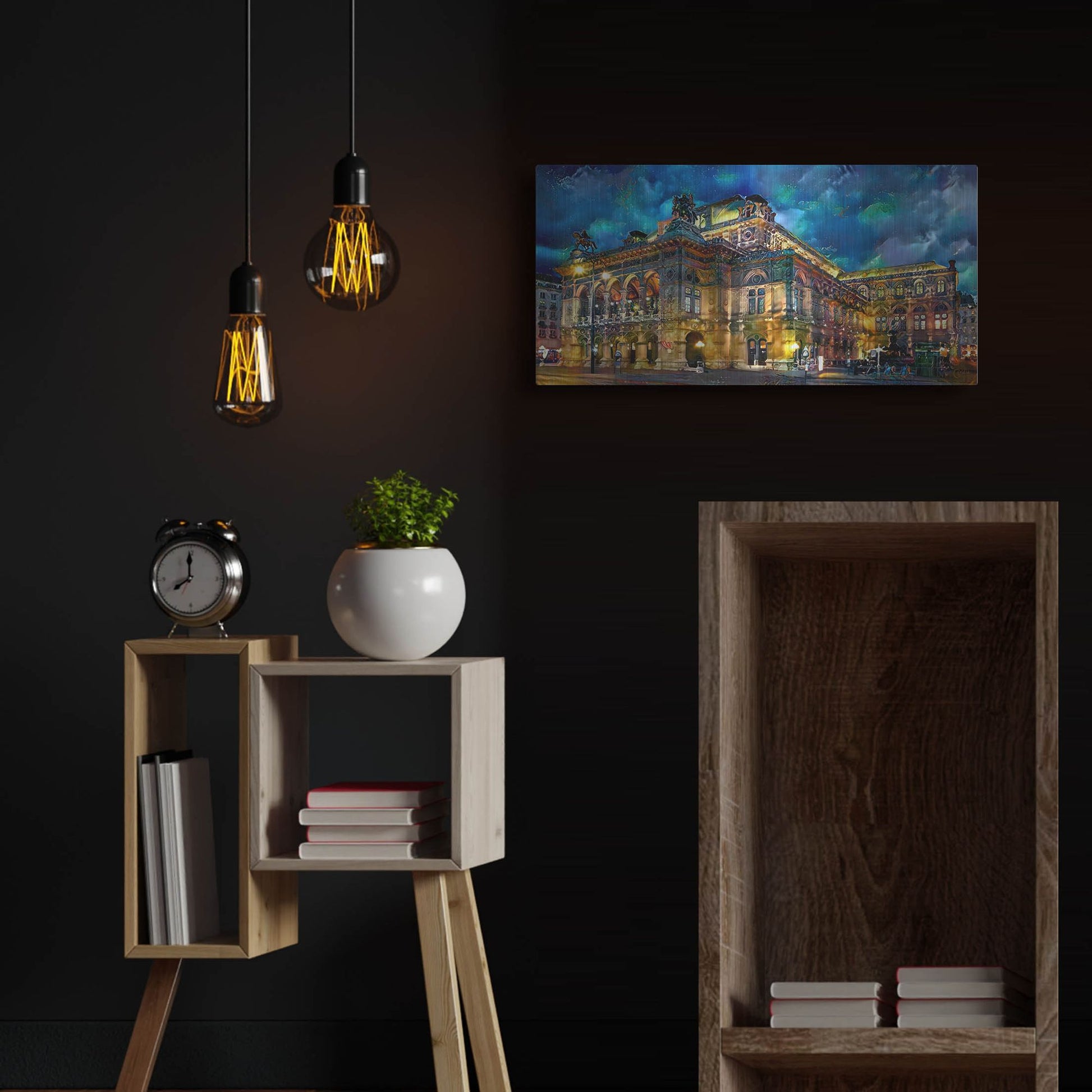 Luxe Metal Art 'Vienna Austria Opera House' by Pedro Gavidia, Metal Wall Art,24x12