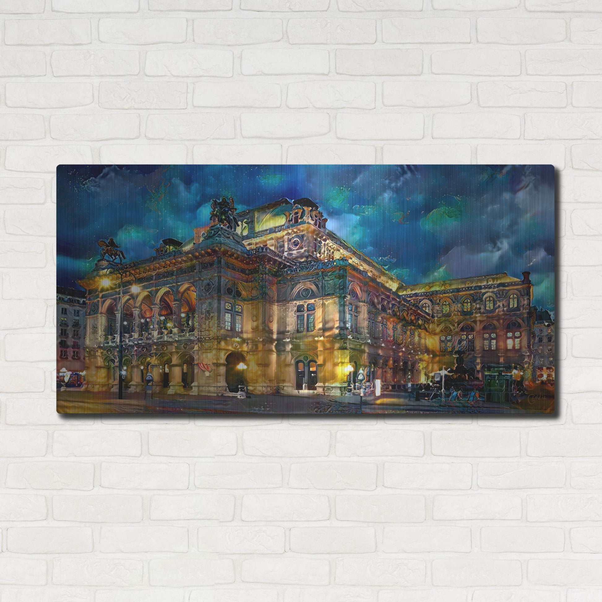 Luxe Metal Art 'Vienna Austria Opera House' by Pedro Gavidia, Metal Wall Art,48x24