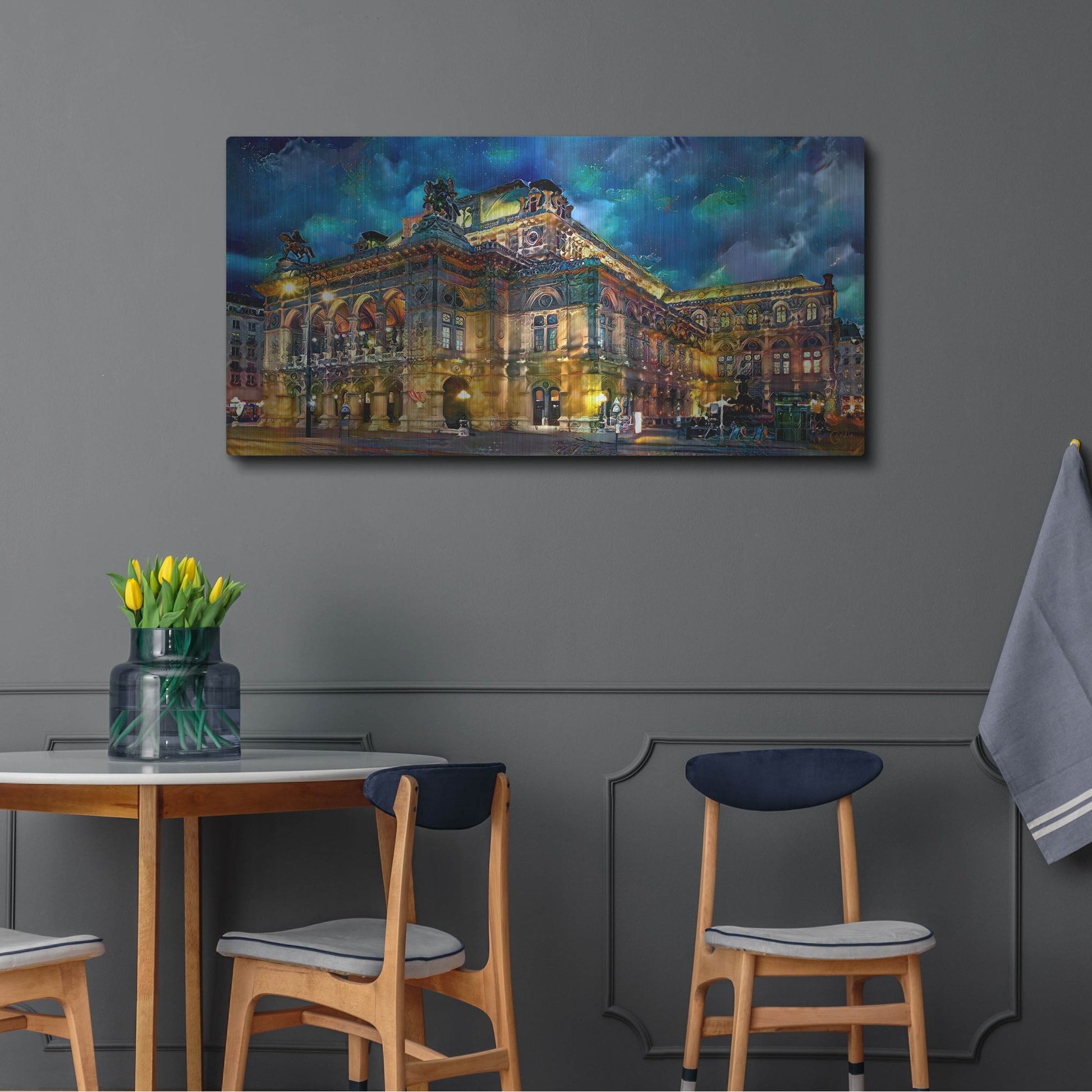 Luxe Metal Art 'Vienna Austria Opera House' by Pedro Gavidia, Metal Wall Art,48x24