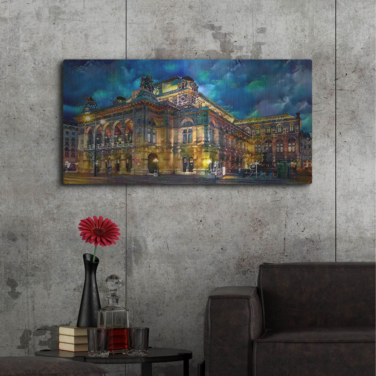 Luxe Metal Art 'Vienna Austria Opera House' by Pedro Gavidia, Metal Wall Art,48x24