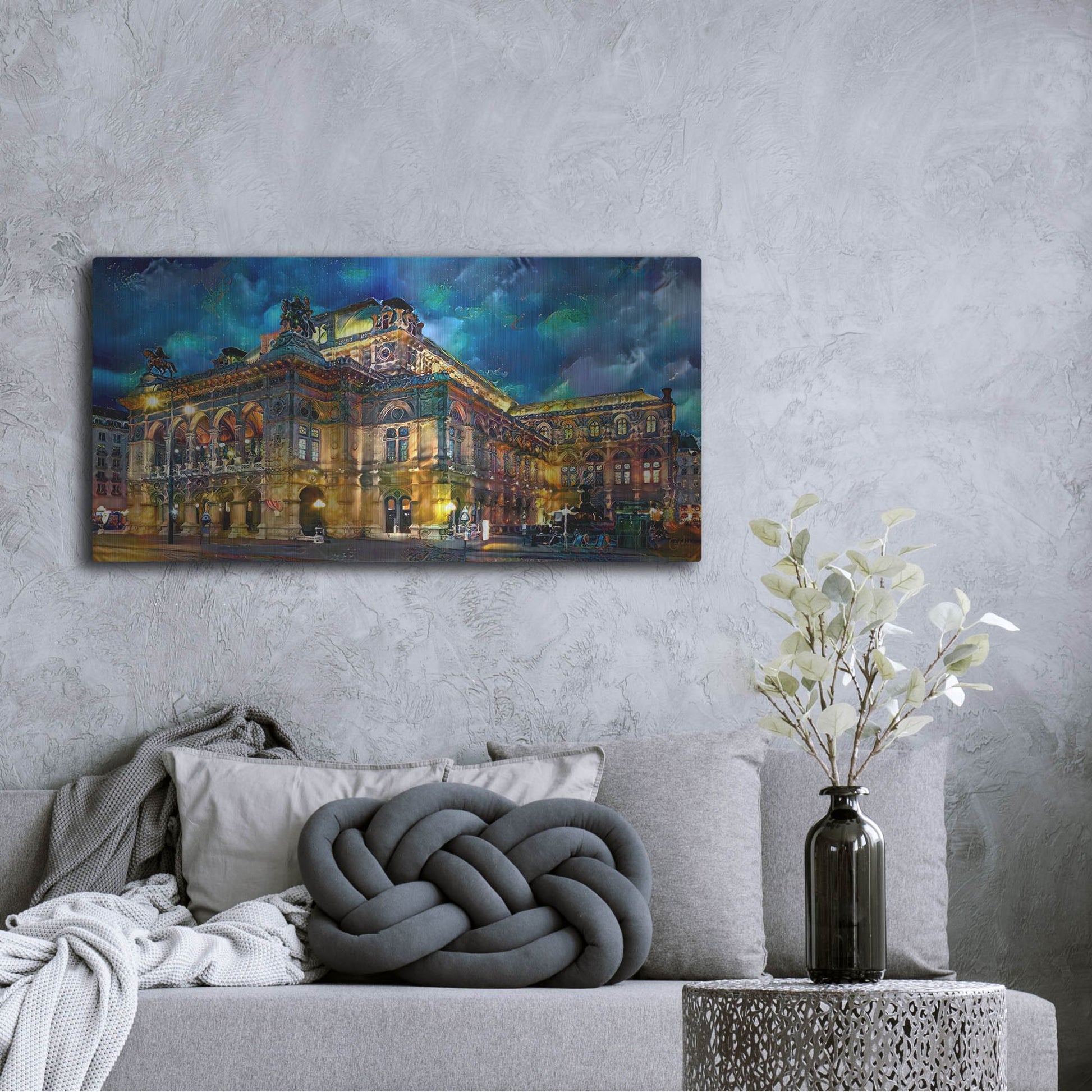 Luxe Metal Art 'Vienna Austria Opera House' by Pedro Gavidia, Metal Wall Art,48x24