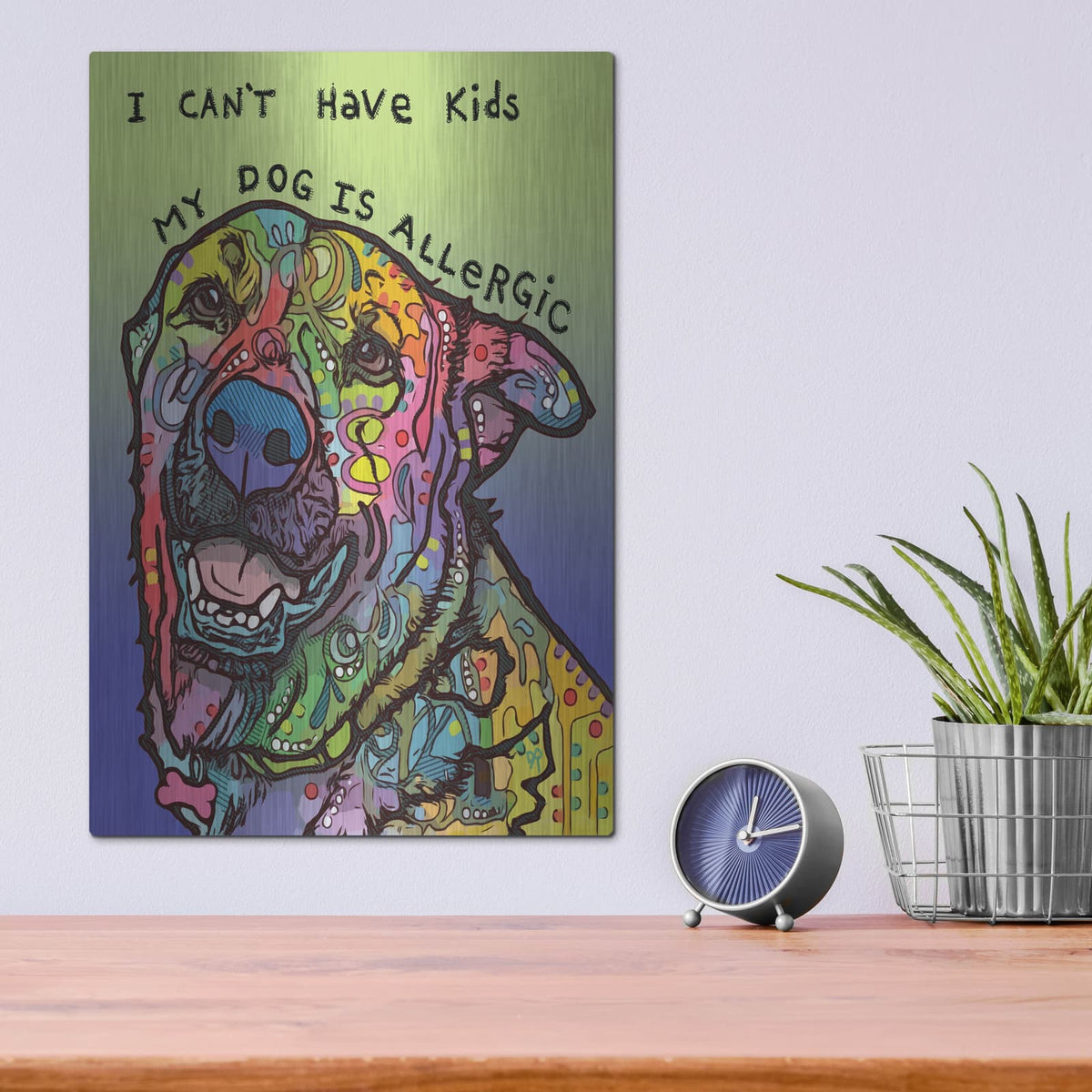 'Allergic' by Dean Russo – Metal Wall Art, 12x16 room view