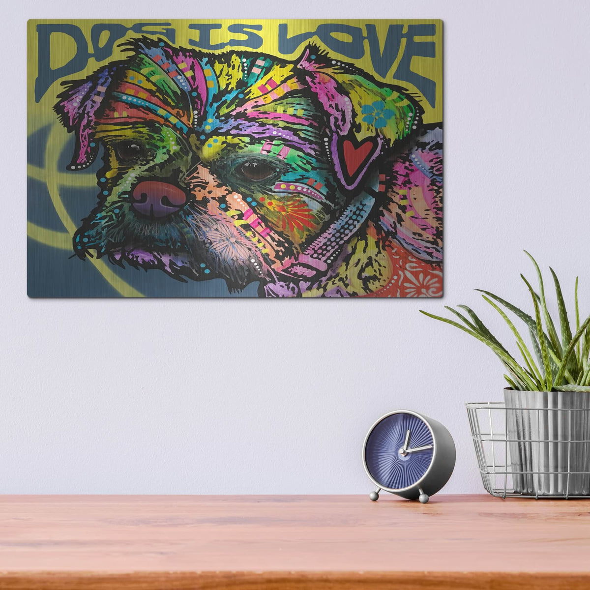 'Dog Is Love (Heart)' by Dean Russo – Metal Wall Art, 16x12 room view