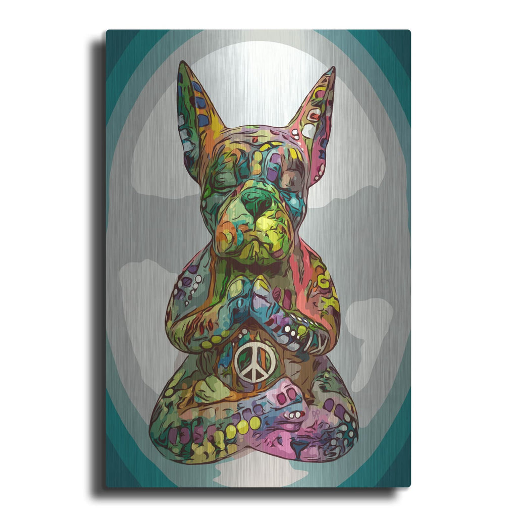 'French Buddha Bulldog' by Dean Russo – Metal Wall Art