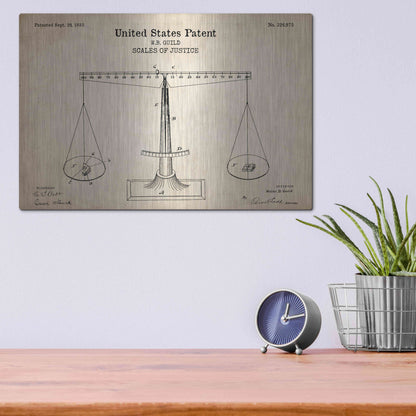 Luxe Metal Art 'Scales of Justice Blueprint Patent Parchment' Metal Wall Art,16x12