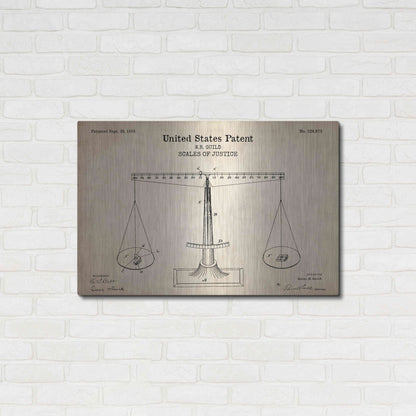 Luxe Metal Art 'Scales of Justice Blueprint Patent Parchment' Metal Wall Art,36x24