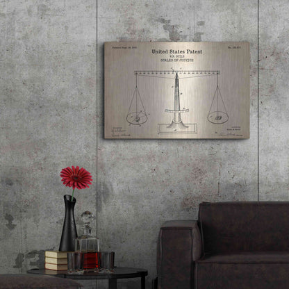 Luxe Metal Art 'Scales of Justice Blueprint Patent Parchment' Metal Wall Art,36x24