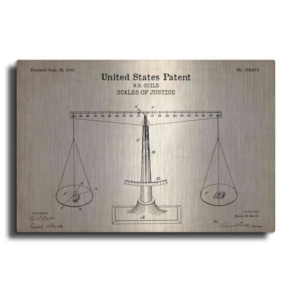 Luxe Metal Art 'Scales of Justice Blueprint Patent Parchment' Metal Wall Art