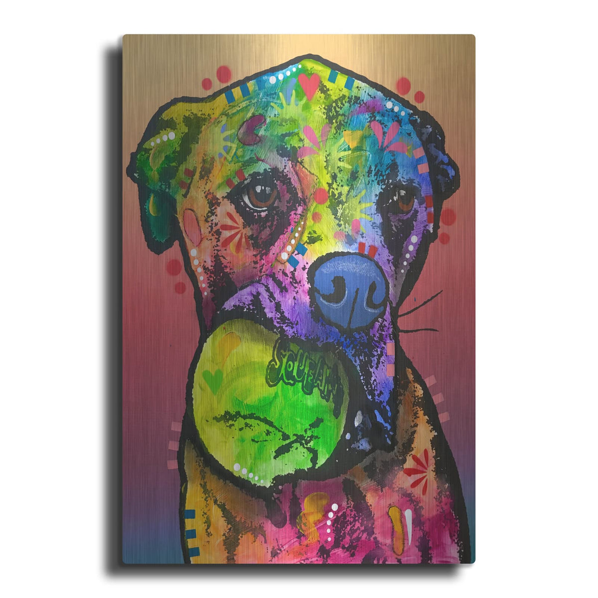 'Dog Ball Love' by Dean Russo – Metal Wall Art