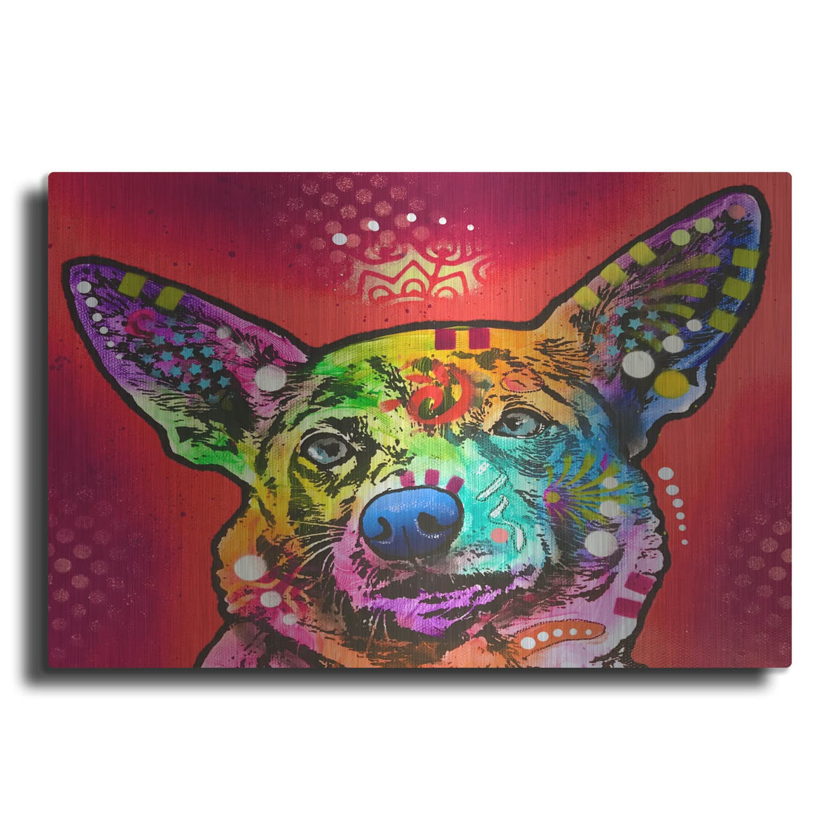 'Doggo Ears Red' by Dean Russo – Metal Wall Art