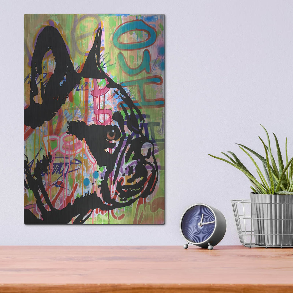'Indelible Frenchie' by Dean Russo – Metal Wall Art, 12x16 room view