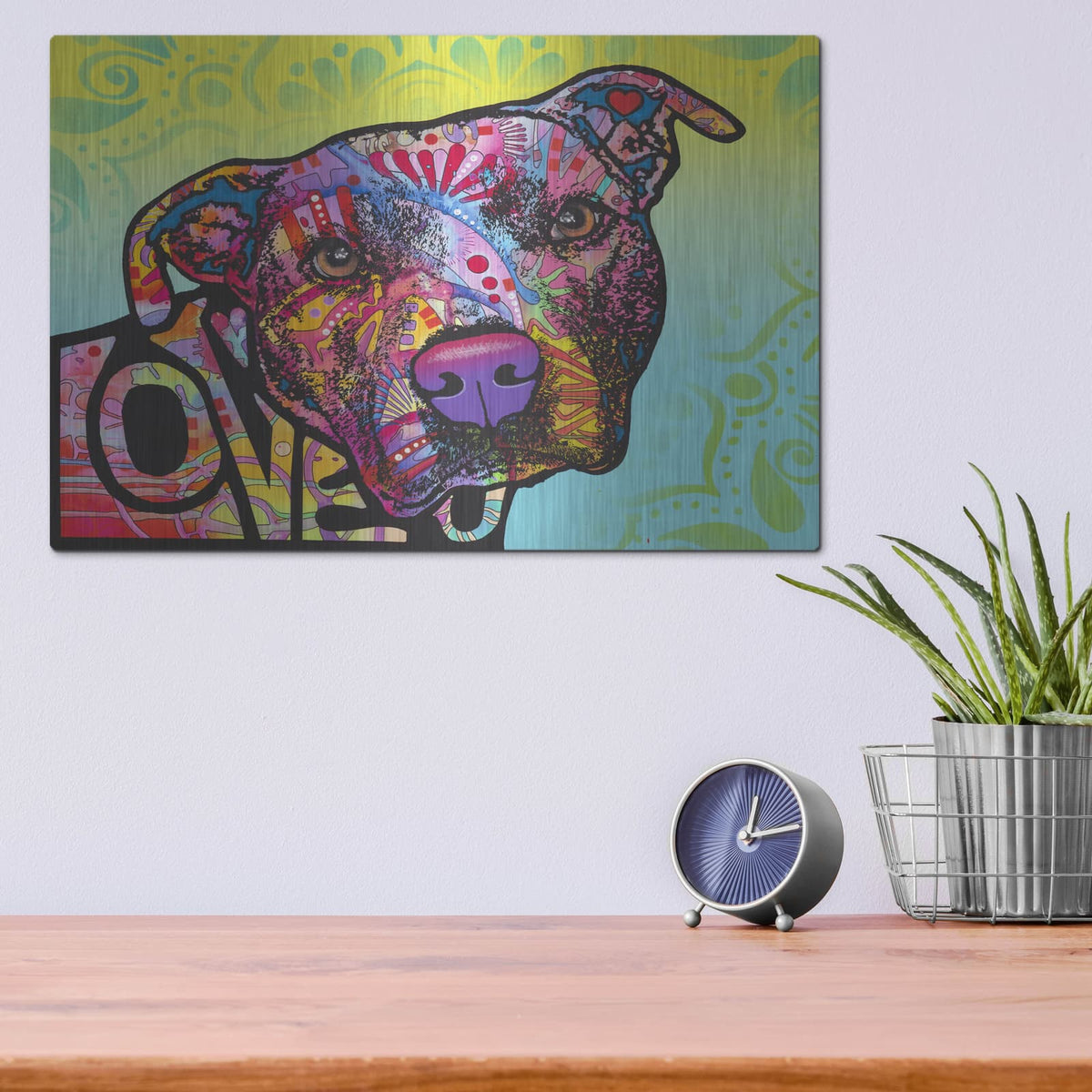 'Love You Pit Bull' by Dean Russo – Metal Wall Art, 16x12 room view
