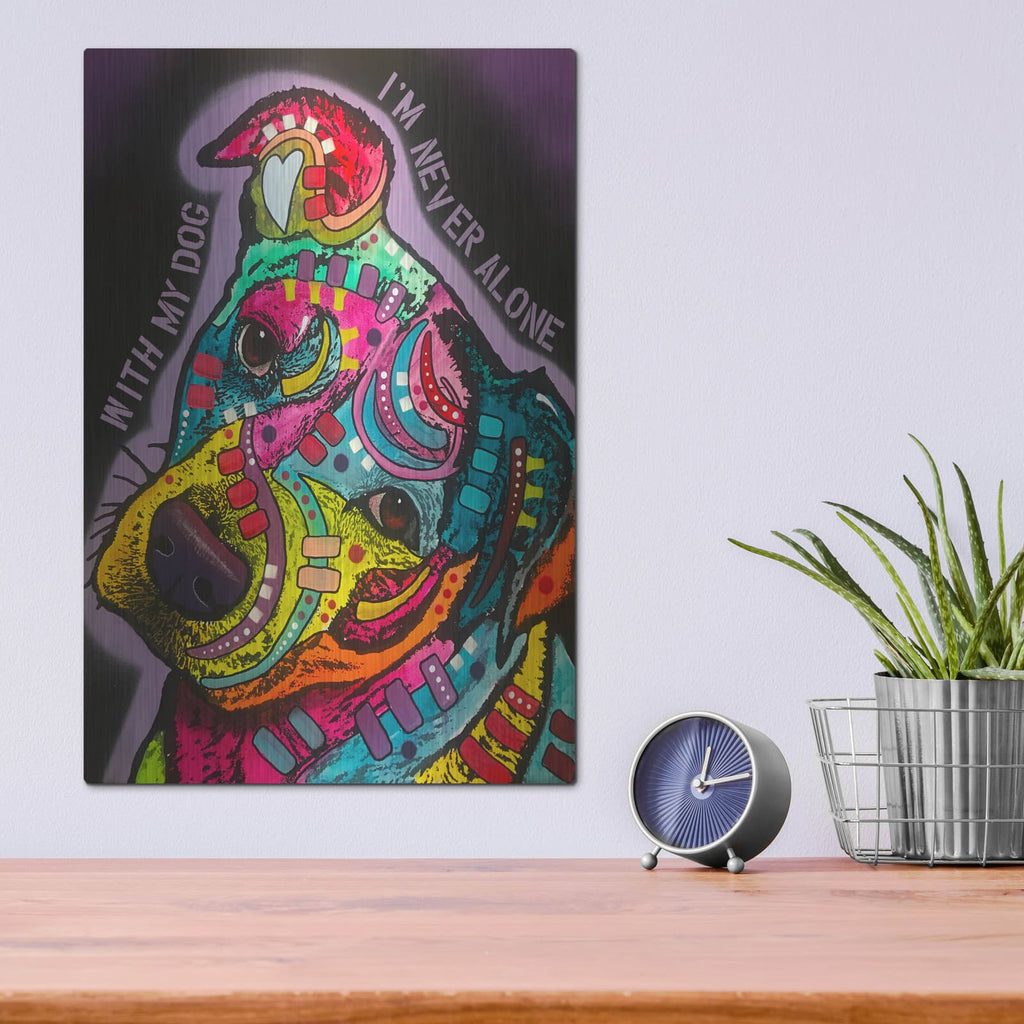 'With My Dog' by Dean Russo – Metal Wall Art, 12x16 room view