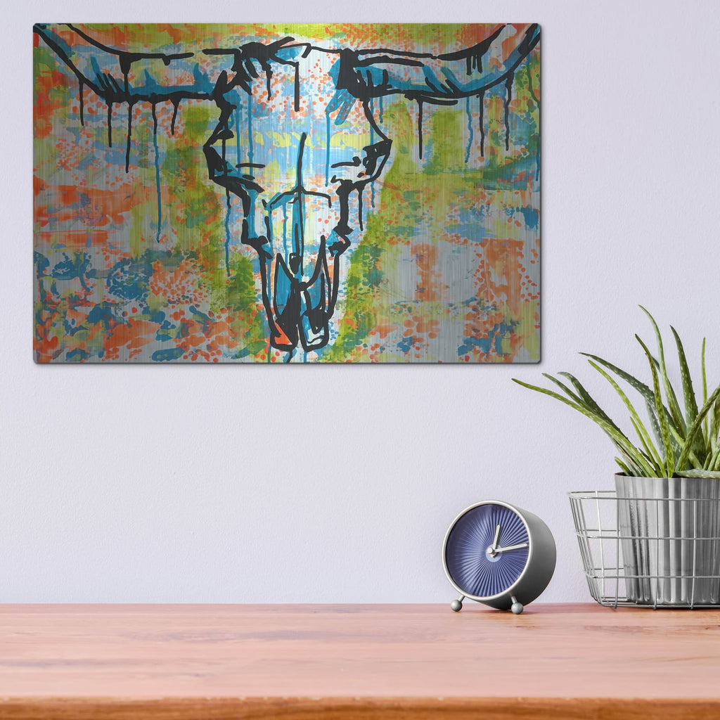 'Bull Skull' by Dean Russo – Metal Wall Art, 16x12 room view