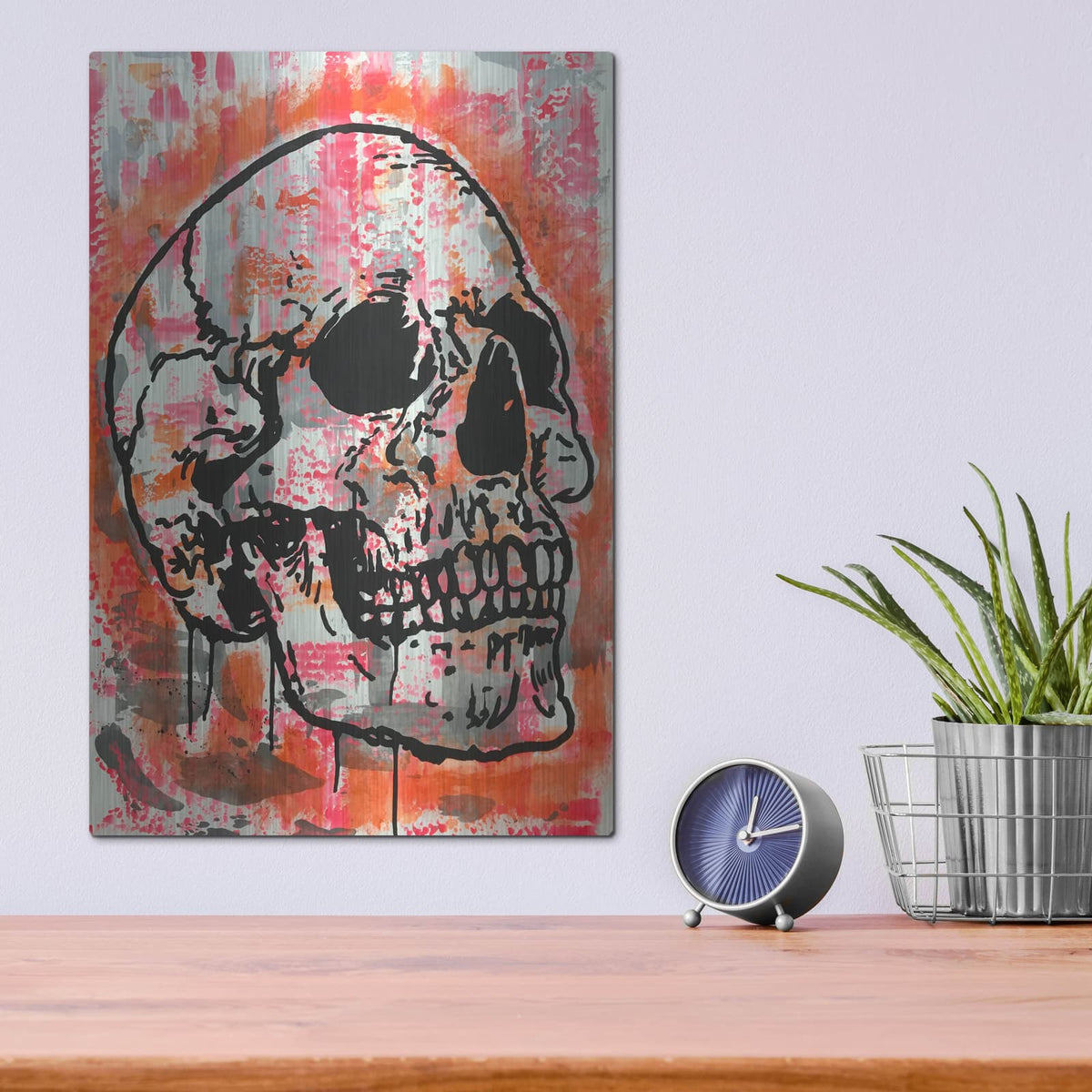 'Orange Skull' by Dean Russo – Metal Wall Art, 12x16 room view