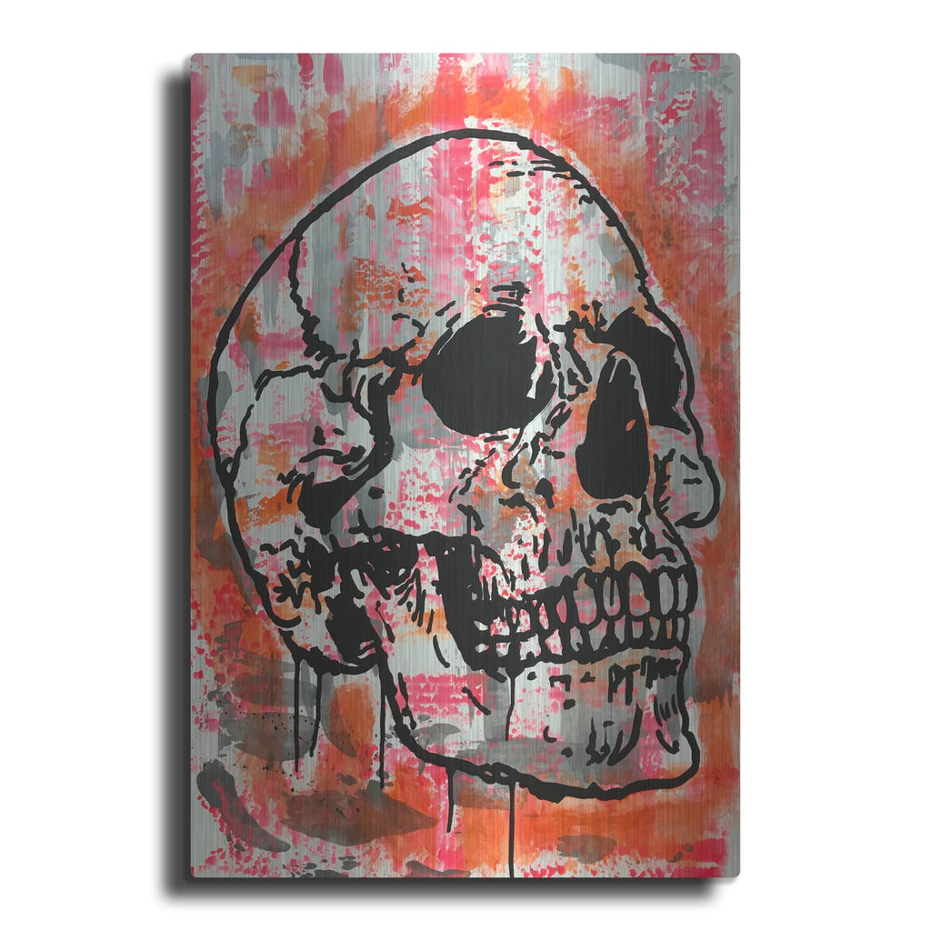 'Orange Skull' by Dean Russo – Metal Wall Art