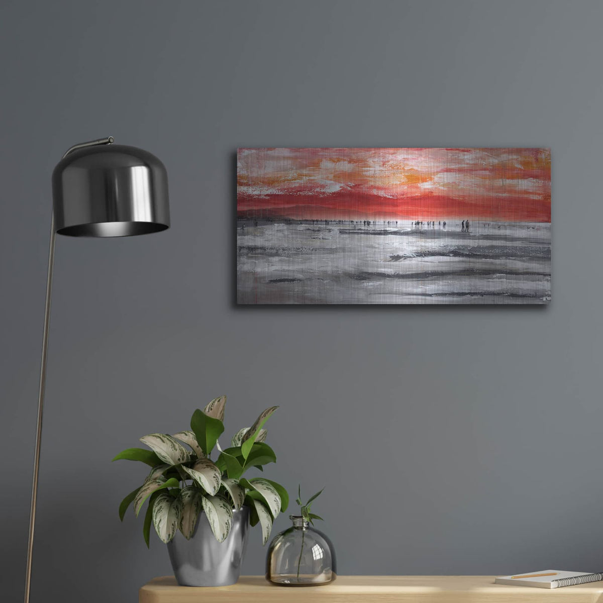 'Beach IV' by Incado – Metal Wall Art, 24x12 room view