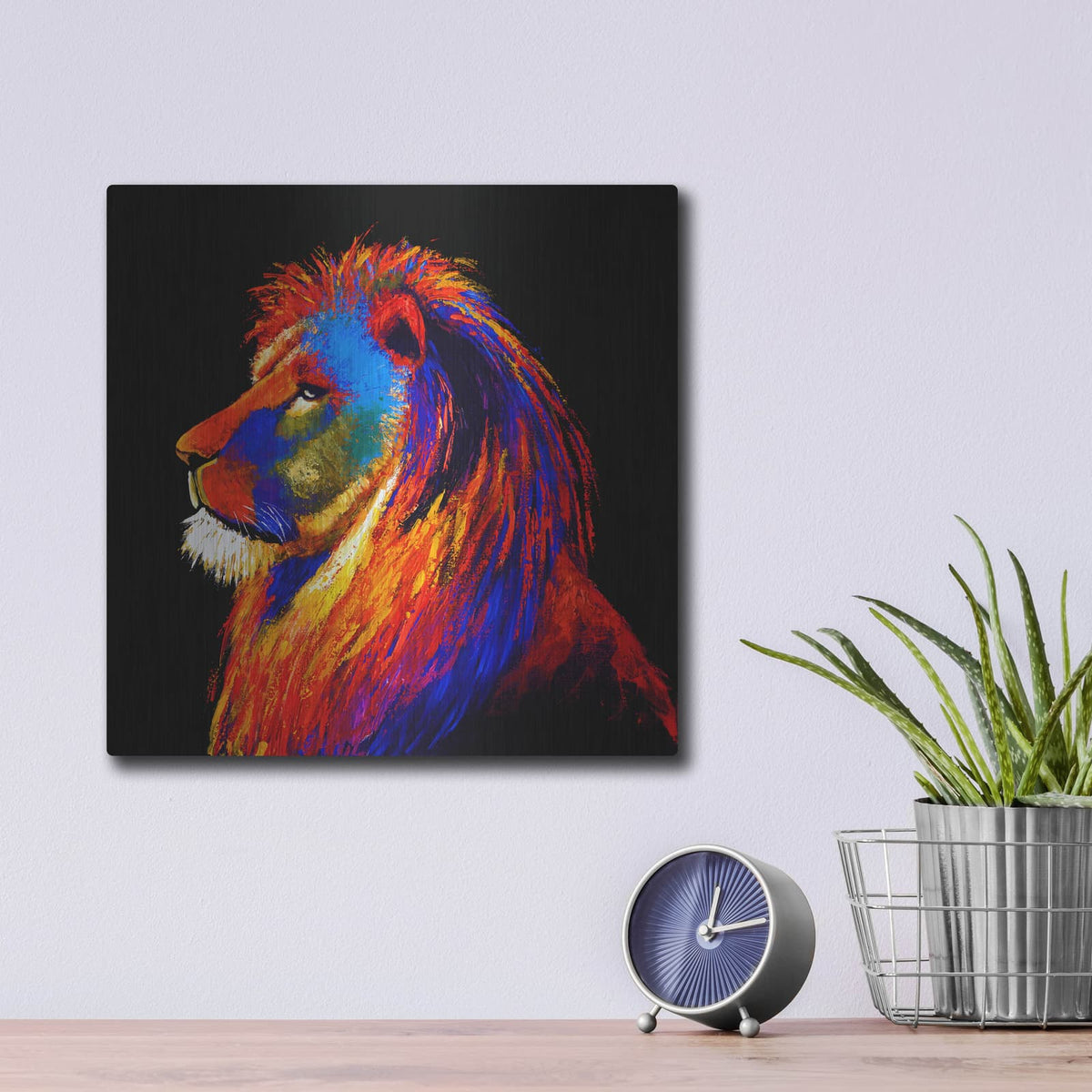 'The Lion' by Incado – Metal Wall Art, 12x12 room view