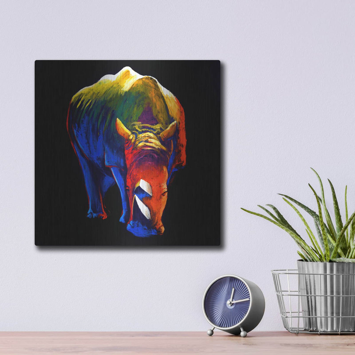 'The Rhino' by Incado – Metal Wall Art, 12x12 room view