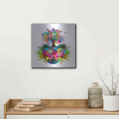 Luxe Metal Art 'Kaleidoscope Tree White' Metal Wall Art,12x12