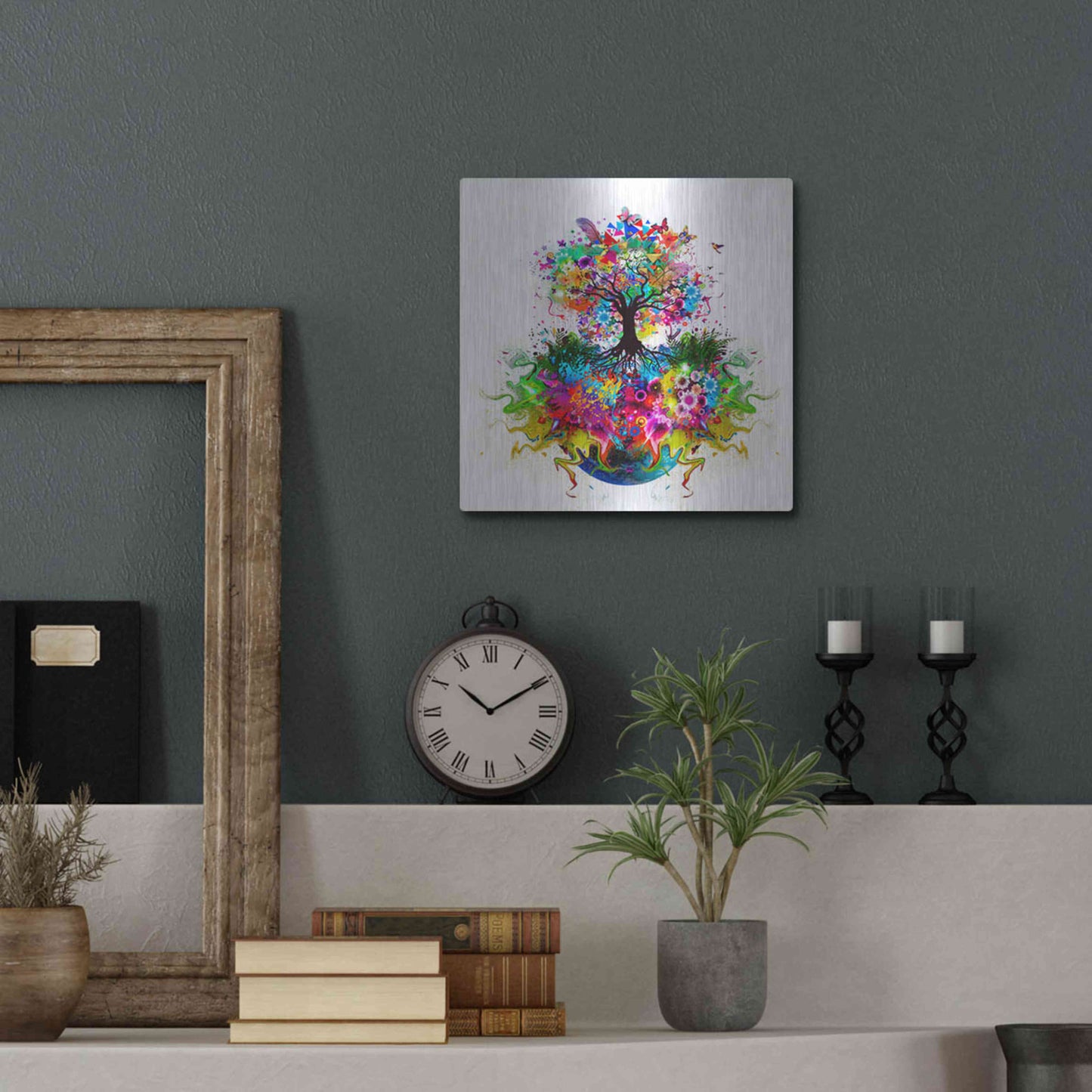 Luxe Metal Art 'Kaleidoscope Tree White' Metal Wall Art,12x12