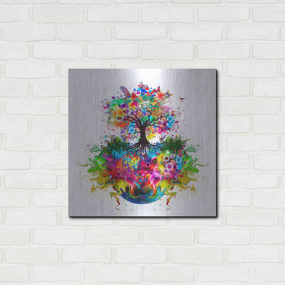 Luxe Metal Art 'Kaleidoscope Tree White' Metal Wall Art,24x24