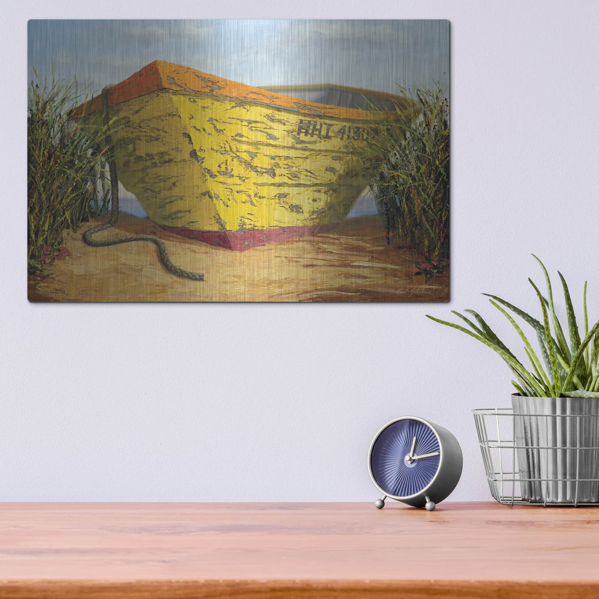 'Yellow and Orange Rowboat' by Karl Soderlund – Metal Wall Art, 16x12 room view