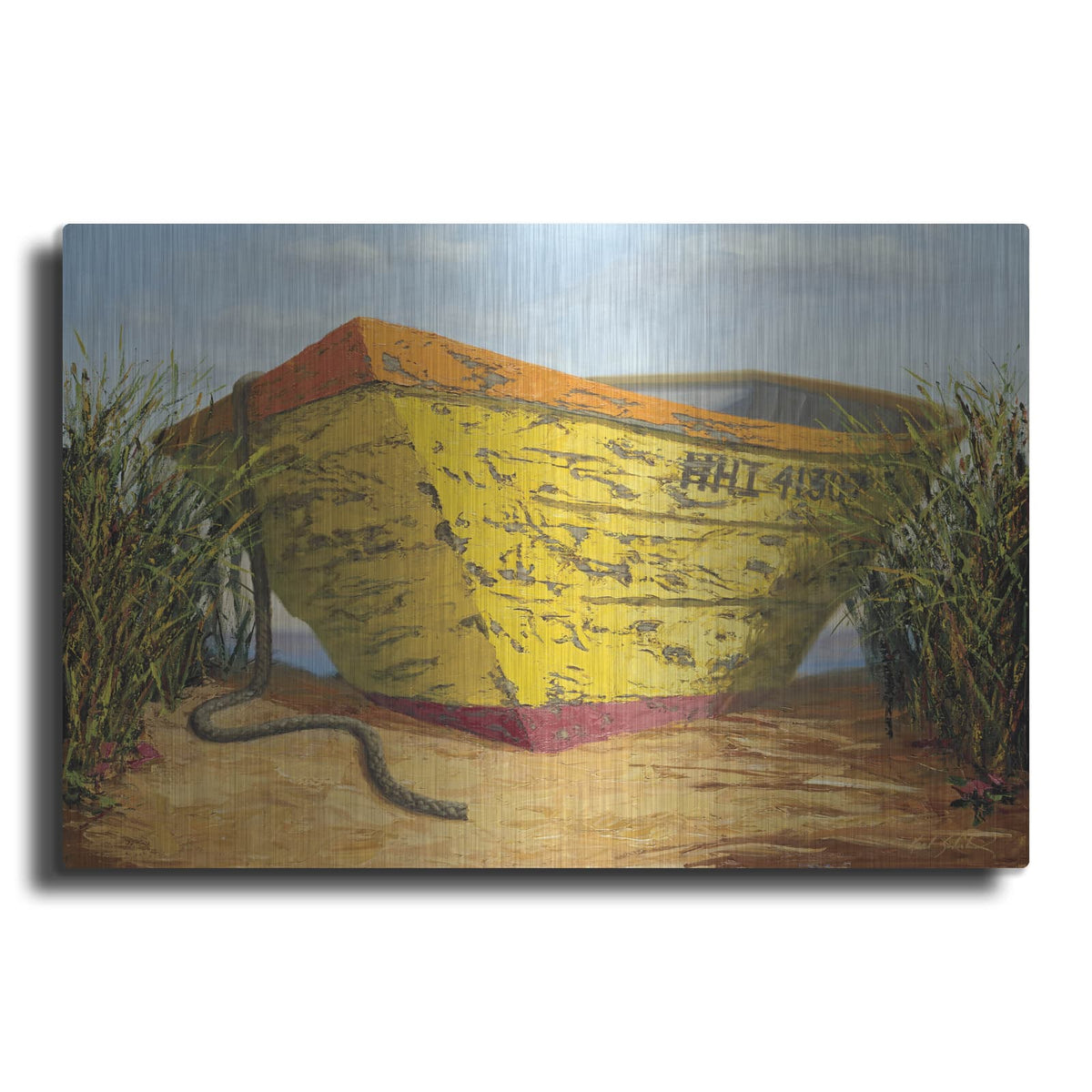 'Yellow and Orange Rowboat' by Karl Soderlund – Metal Wall Art