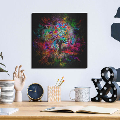 Luxe Metal Art 'Kaleidoscope Tree Black' Metal Wall Art,12x12